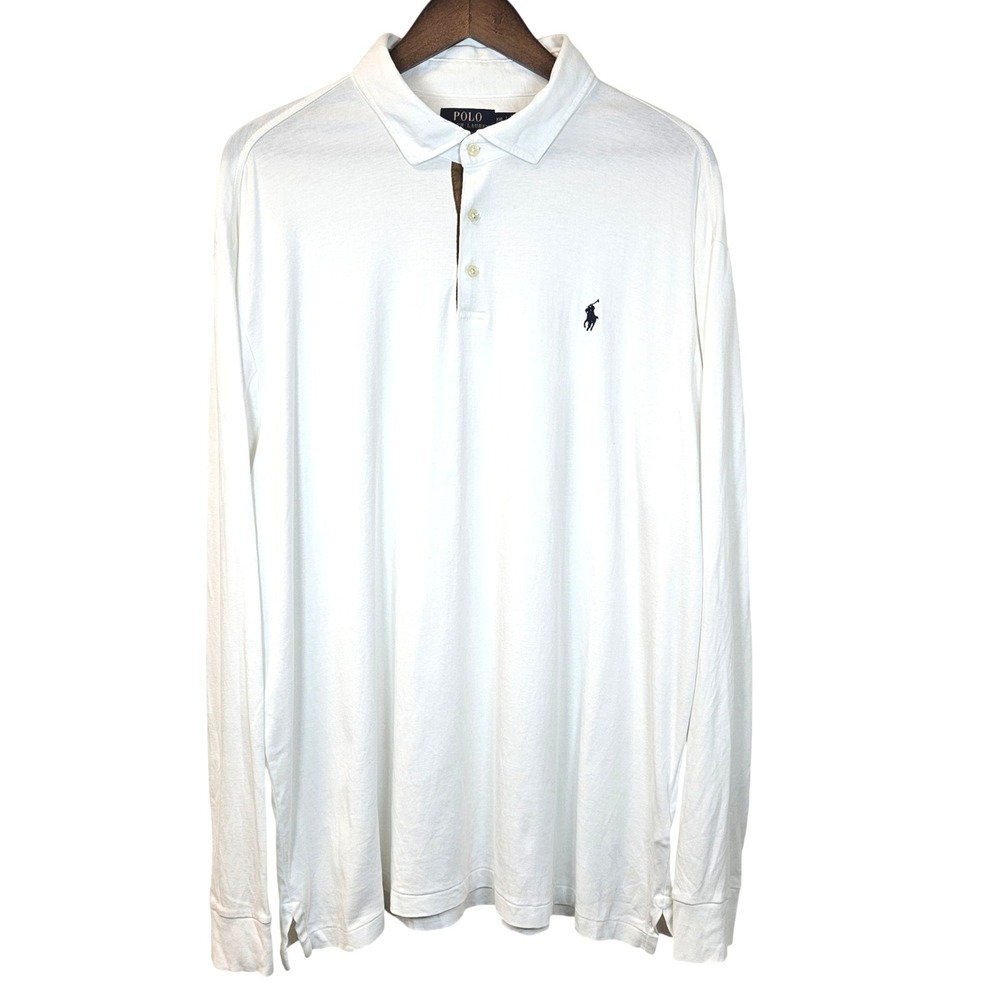Polo Ralph Lauren Long Sleeve Shirt White READ Small Hole Old Money Size XXL